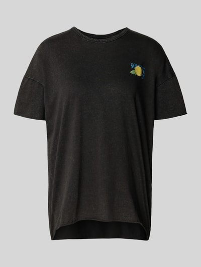 Only T-shirt o kroju oversized z czystej bawełny model ‘RIE LIFE’ Metaliczny czarny 2