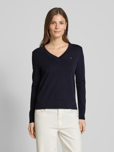 Tommy Hilfiger Sweter o normalnym kroju w jednolitym kolorze Ciemnoniebieski 4