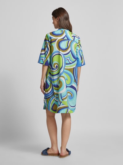 Emily Van den Bergh Knielanges Kleid mit Allover-Print Blau 5