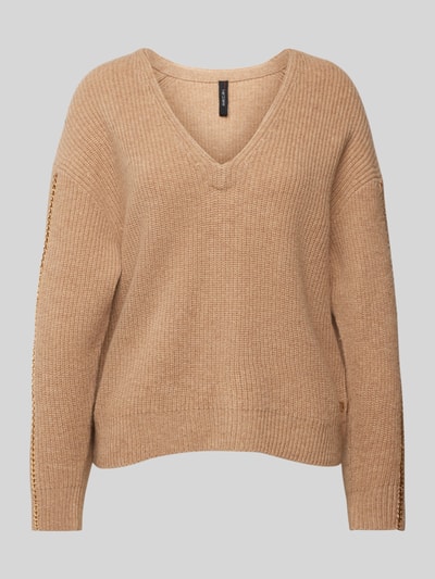 Marc Cain Strickpullover aus Lanawolle mit V-Ausschnitt Camel 2