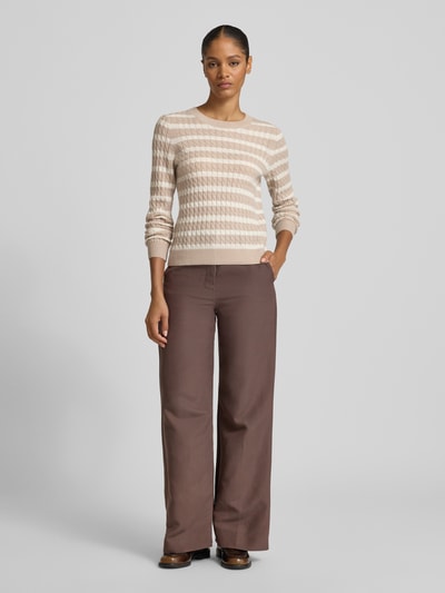 Christian Berg Woman Strickpullover aus Kaschmir mit Rundhalsausschnitt Beige 1