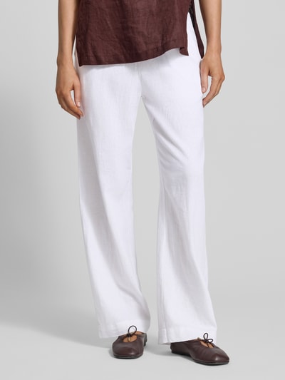 FREE/QUENT wide leg broek van linnenmix met elastische band model 'Lava' Offwhite - 4