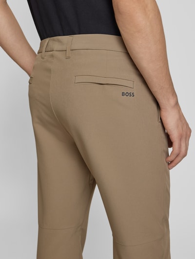 BOSS Green Regular fit stoffen broek met persplooien, model 'Commuter' Beige - 3