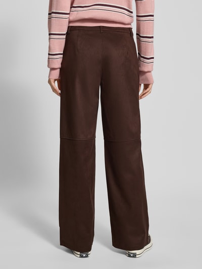 Gina Tricot Hose in Leder-Optik mit Teilungsnähten Dunkelbraun 5