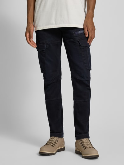 PME Legend Slim fit cargobroek met logoprint, model 'Nordop' Marineblauw - 4