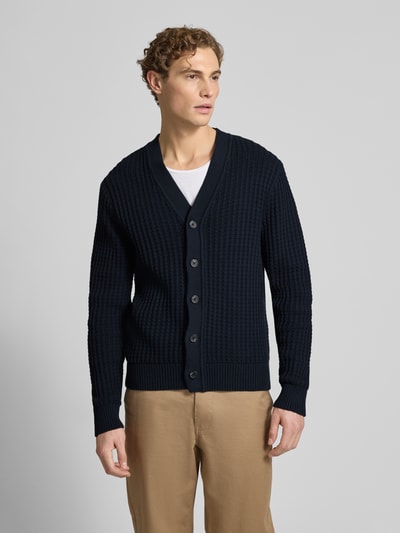 SELECTED HOMME Regular fit gebreid jack van puur katoen, model 'TOM' Marineblauw - 4