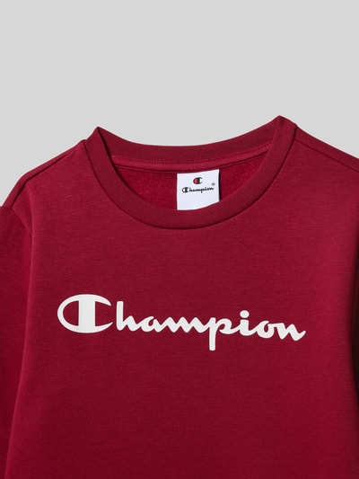 CHAMPION Sweatshirt mit Label-Print Dunkelrot 2