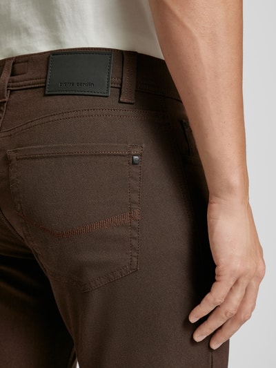 Pierre Cardin Smart fit chino met structuurmotief, model 'Lyon' Middenbruin - 3