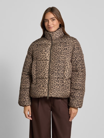Vero Moda Regular fit gewatteerd jack met all-over motief, model 'PARDA' Zand - 4