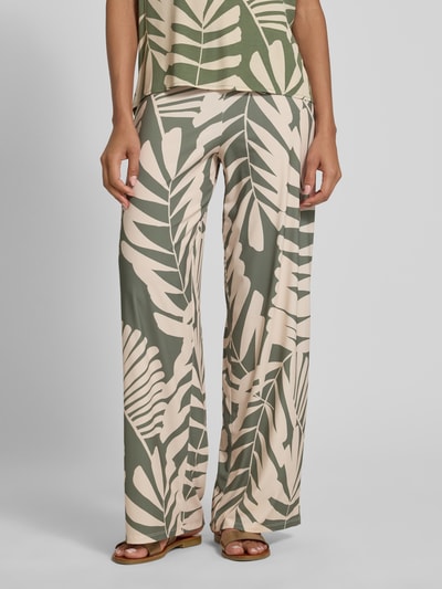 Oui Relaxed Fit Stoffhose mit floralem Allover-Print Khaki 4