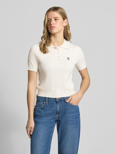 LeGer Koszulka polo z mieszanki wiskozy o kroju regular fit model 'Manolja' Złamany biały 4