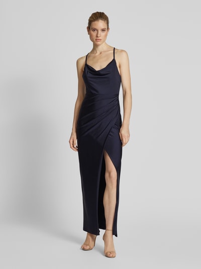 V.M. Abendkleid mit Wasserfall-Ausschnitt Marine 4