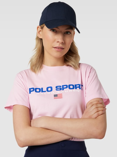 Polo Sport T-shirt z nadrukiem z logo Różowy 3