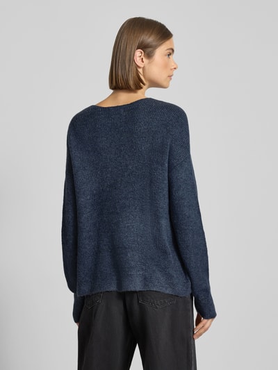 Only Regular Fit Strickpullover mit V-Ausschnitt Modell 'CAMILLA' Rauchblau Melange 5