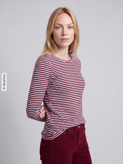 s.Oliver RED LABEL Regular Fit Langarmshirt aus Viskose-Mix Bordeaux Melange 4