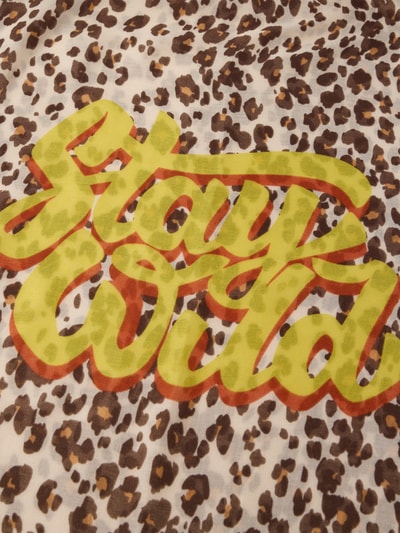 Productfoto, 'Schal mit Allover-Animal-Print' van Codello, semi-transparant rechthoekig design met all-over dierenprint en logo-applicatie, kleurenmix van bruin, beige, geel en oranje, breedte 56 cm, lengte 182 cm