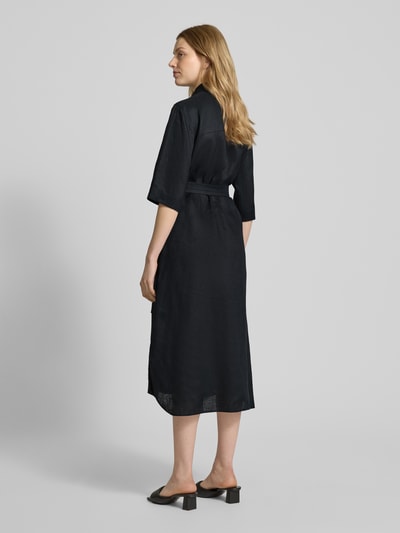 MM Sukienka lniana z kieszenią na piersi model ‘SALUTE’ Czarny 5