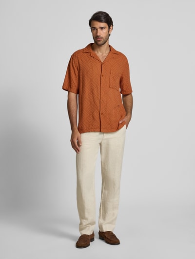 Strellson Regular fit vrijetijdsoverhemd van een mix van viscose en katoen, model 'CISCO' Terracotta - 1