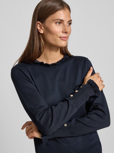 FREE/QUENT Regular Fit Longsleeve aus Viskose-Mix Modell 'Katie' Marine 3