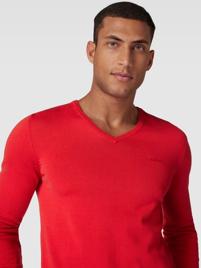 s.Oliver RED LABEL Strickpullover mit V-Ausschnitt Modell 'SEASONAL' Rot 3