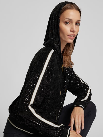 Guess Activewear Bluza rozpinana z cekinowym obszyciem model ‘MINI SEQUINS’ Czarny 3