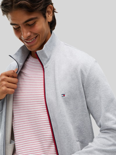 Tommy Hilfiger Regular Fit Sweatjacke aus reiner Baumwolle Hellgrau Melange 3