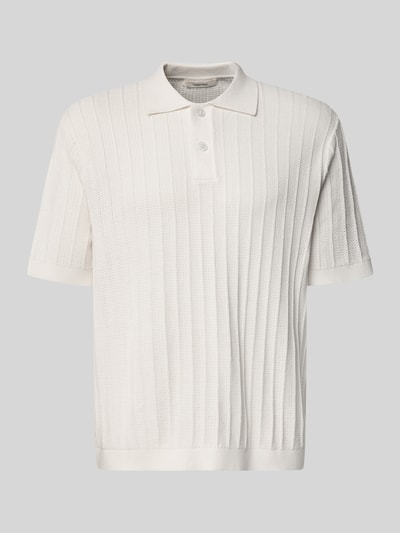 Produktfoto, Regular Fit Poloshirt aus Baumwoll-Strick Modell 'DANE' von SELECTED HOMME in Optik: Unifarben mit Struktur-Muster, Strick, reine Baumwolle, kurzer Arm, gerippte Abschlüsse