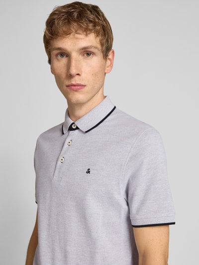 Jack & Jones Regular fit poloshirt met labelstitching, model 'PAULOS' Lichtgrijs gemêleerd - 3