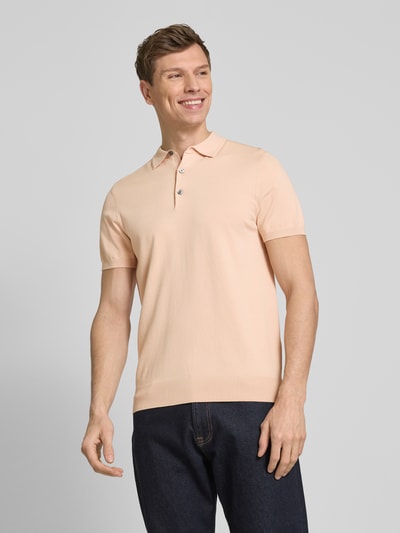 Profuomo Regular Fit Poloshirt mit elastischen Abschlüssen Apricot 4