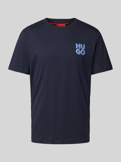 HUGO T-Shirt mit Label-Print Modell 'Dimoniti' Marine 2