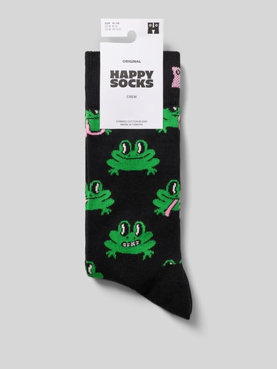 Happy Socks Socken mit Allover-Motiv-Print Modell 'Frog' Black 3