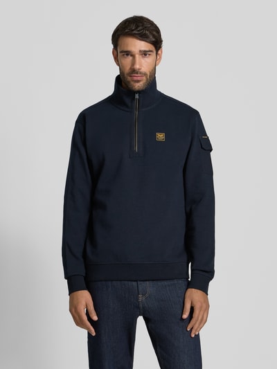 PME Legend Sweatshirt mit Troyer-Kragen und Label-Detail Petrol 4