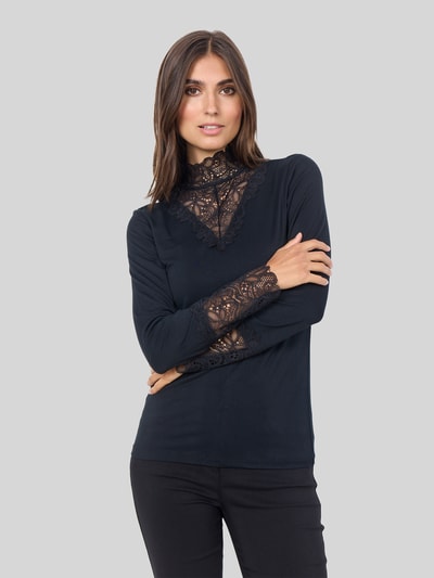 Soyaconcept Slim Fit Langarmshirt mit Spitzenbesatz Black 4