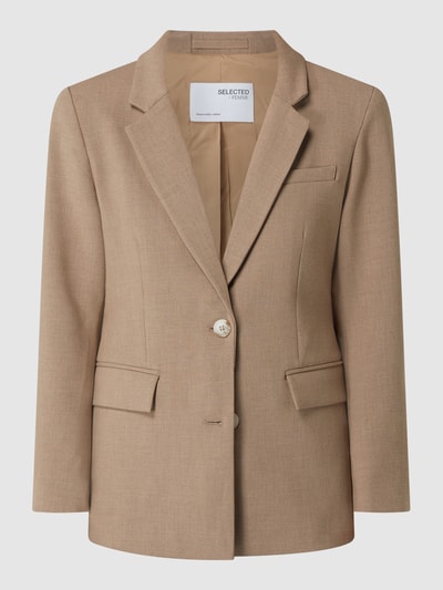 Selected Femme Blazer met viscose, model 'Frita' Camel gemêleerd - 2