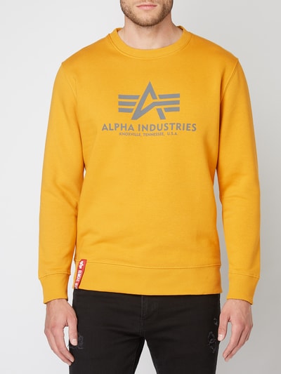 Alpha Industries Sweatshirt met logoprint Mosterdgeel - 4