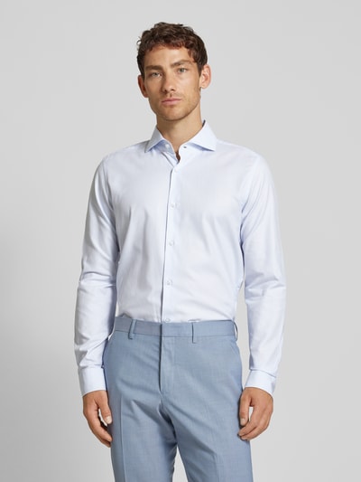 JOOP! Koszula biznesowa o kroju slim fit z kołnierzykiem typu kent Błękitny 4