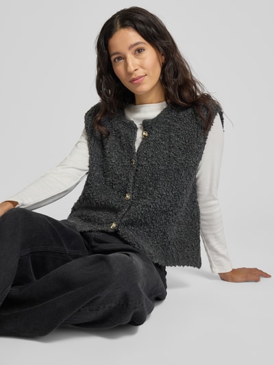 VILLA SOPHIE Loose fit mouwloos vest met mohair, model 'VIOLA' Antraciet - 3