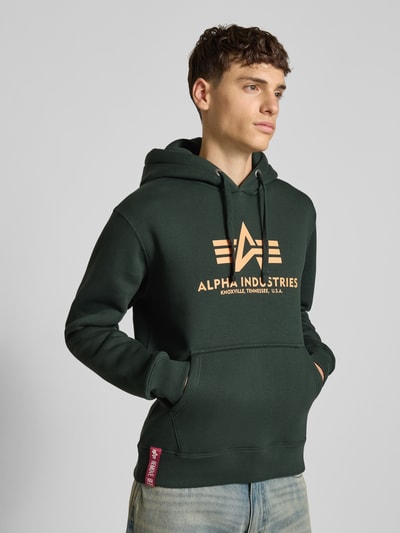 Alpha Industries Hoodie met labelprint Flessengroen - 3