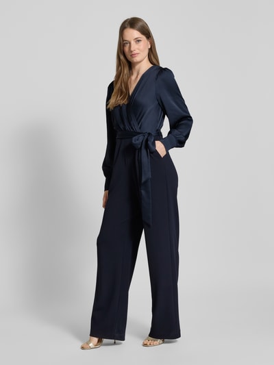 Christian Berg Cocktail Jumpsuit in Wickel-Optik Marine Melange 1