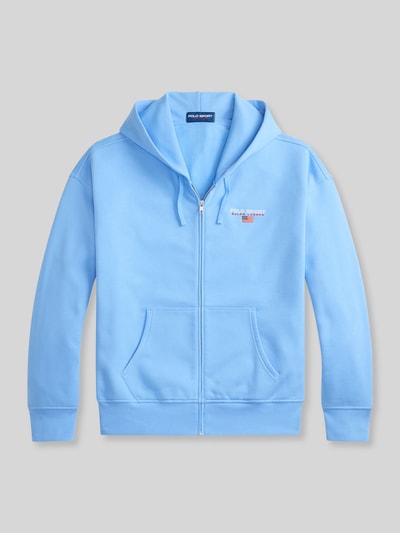 Produktfoto, Relaxed Fit Sweatjacke aus Baumwoll-Mix von Polo Ralph Lauren in Hellblau, Kapuze, Reißverschluss, Label-Schriftzug, Sweatstruktur