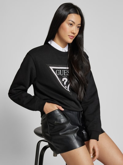 Guess Sweatshirt mit Label-Stitching Modell 'PYTHON' BLACK 3