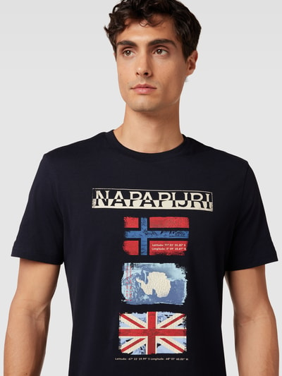 Napapijri T-shirt met labelprint, model 'GORFOU' Marineblauw - 3