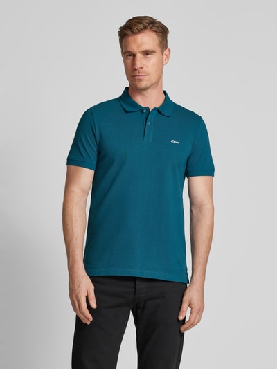 s.Oliver RED LABEL Regular Fit Poloshirt aus Baumwoll-Piqué mit Label-Stitching Petrol 4