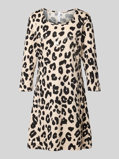 LOUIS & LOUISA Nachthemd met ronde hals, model 'Schmusekatze' Zwart - 1