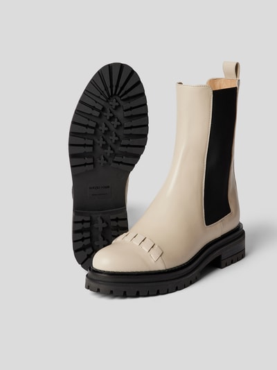 Sergio Rossi Chelsea Boots mit Ziernähten Beige 4