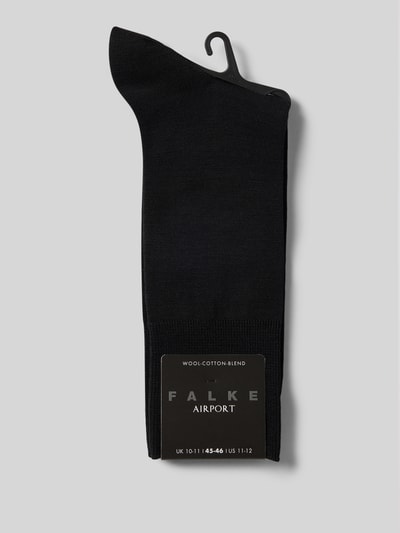 Produktfoto, Socken mit geripptem Abschluss von Falke, dunkle Farbe, Schurwoll-Baumwoll-Mix mit Stretch-Anteil, körpernaher Schnitt