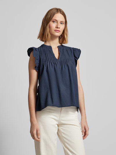 mbyM Blouse met V-hals, model 'Gemala' Marineblauw - 4