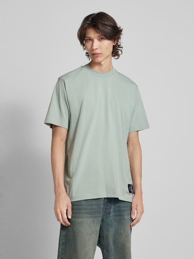 Calvin Klein Jeans Relaxed fit T-shirt met ronde hals Steengrijs - 4