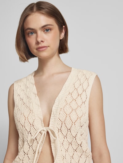 ONLY Slim Fit Strickweste mit Schnürung Modell 'CHILI' Ecru 3