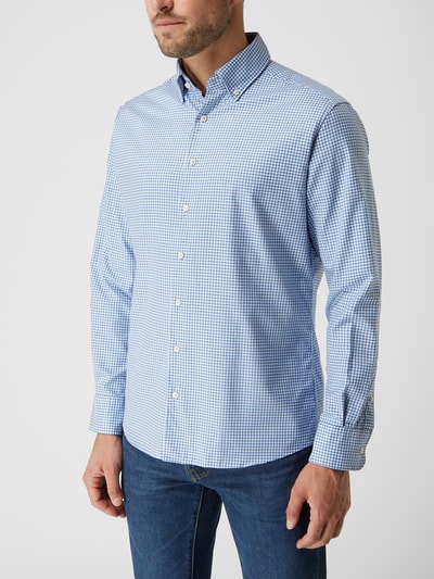 Eterna Koszula biznesowa o kroju regular fit z diagonalu  Niebieski 4